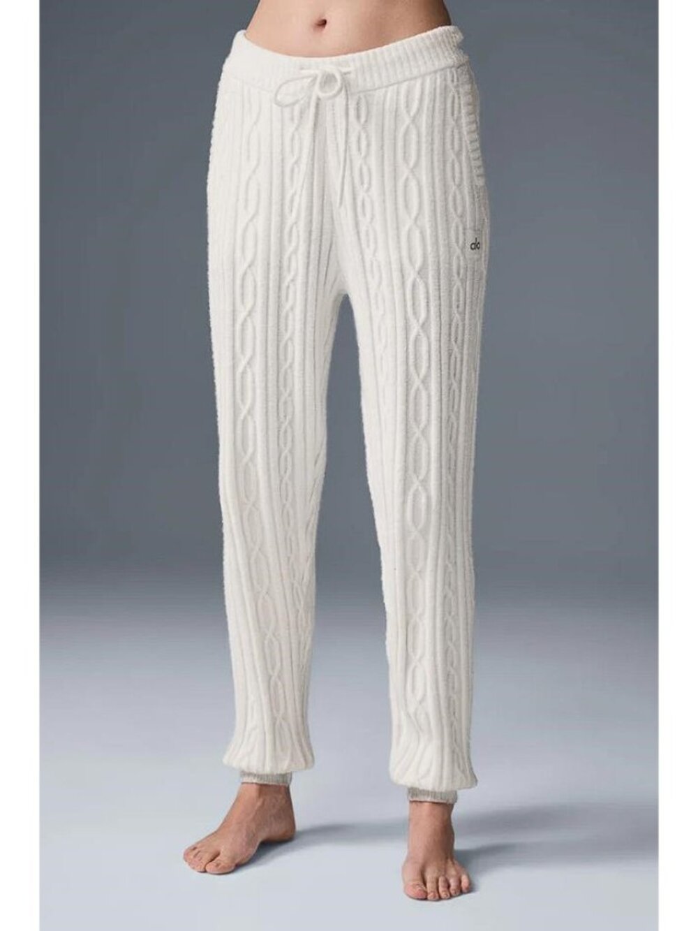 ALO YOGA Women's Cable Knit Winter Bliss Pant Size S In Ivory
